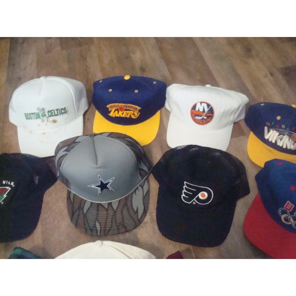 15 HATS LOT NFL‎ NBA 90S NHL RARE CAPS SNAPBACK  HAT CAP VINTAGE DEADSTOCK R1
